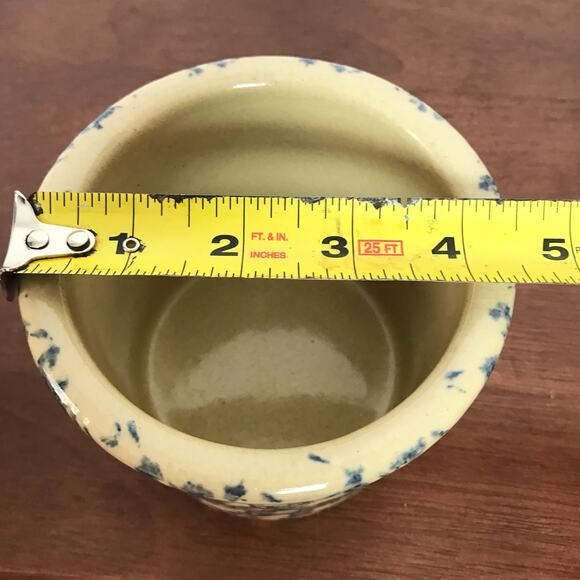 Robinson Ransbottom Roseville Ohio VTG USA Made Spongeware Pottery Planter Pot - Picture 9 of 10